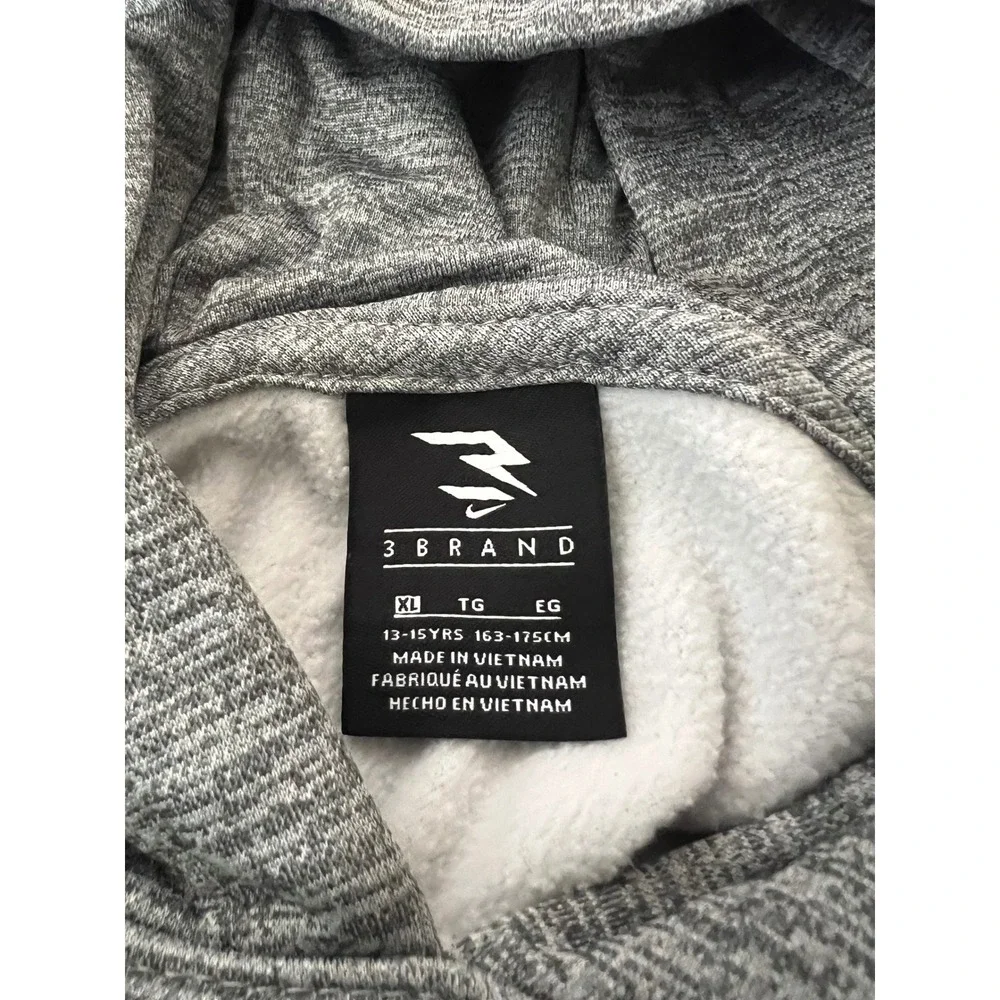 Nike 3 Brand Russell Wilson Kids XL Grey All Day Therma-FIT Hoodie Sweatshirt